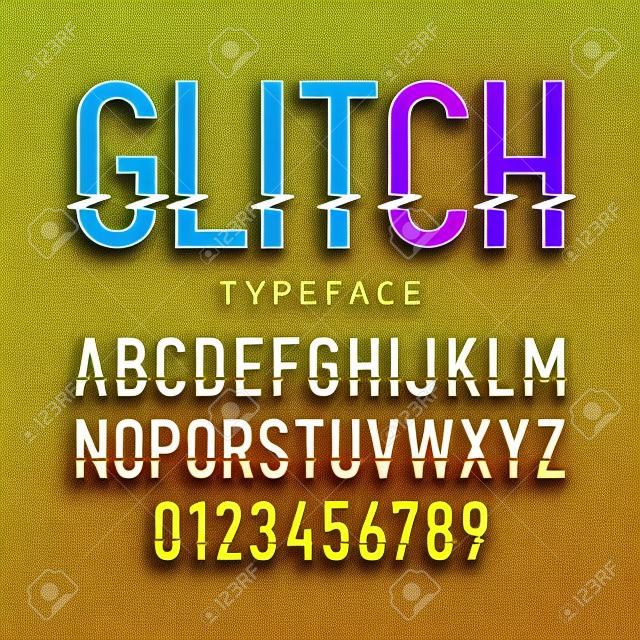 Glitch typeface. Letters and numbers.
