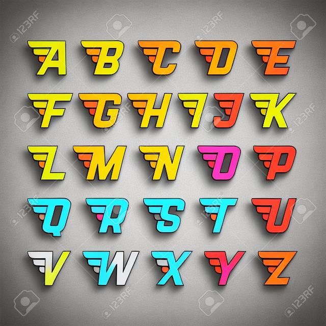 Alas de letra, las letras del alfabeto estilo dinámico