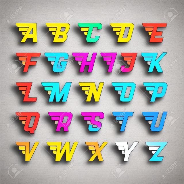 Alas de letra, las letras del alfabeto estilo dinámico
