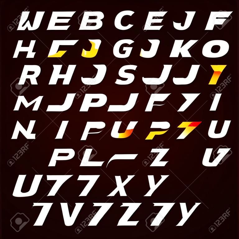 Крылья шрифт, динамичный стиль буквы алфавита