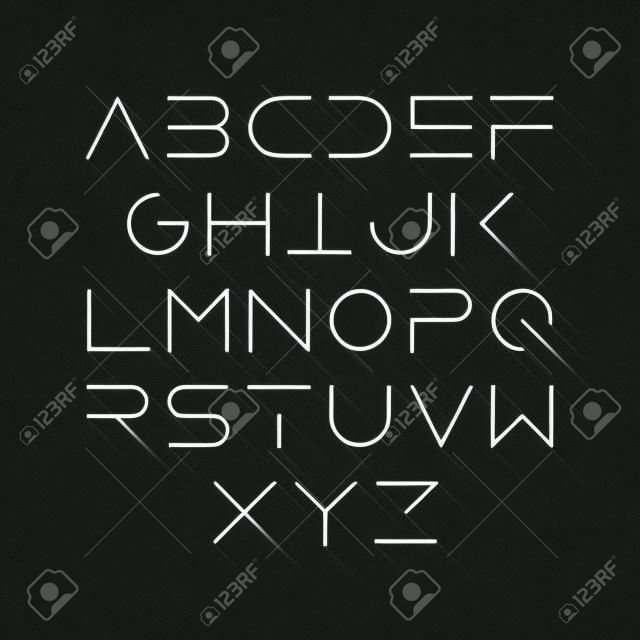 Thin line style modern font with long shadow