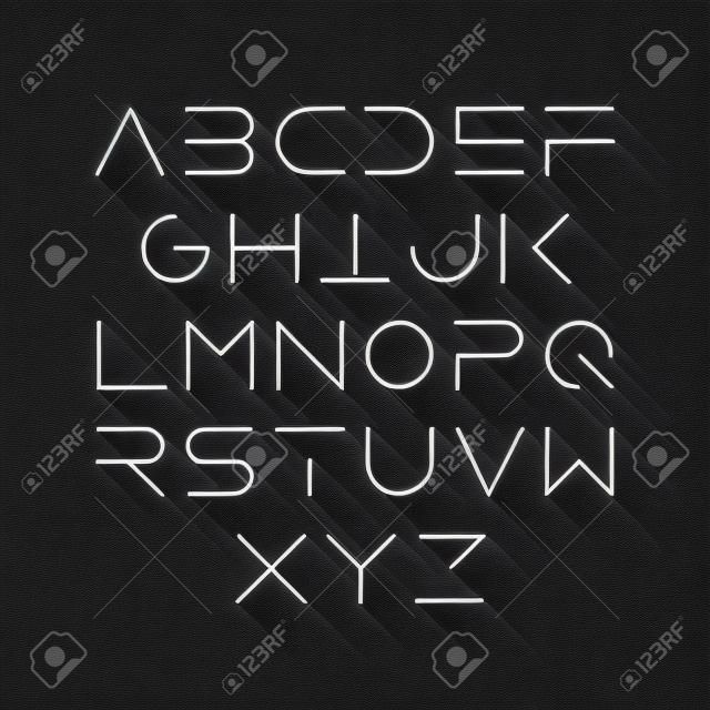 Dunne lijn stijl moderne lettertype met lange schaduw