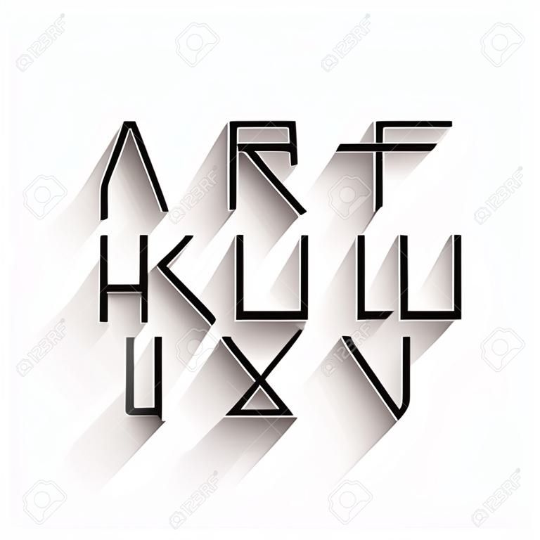긴 그림자와 함께 얇은 선 스타일 현대 글꼴