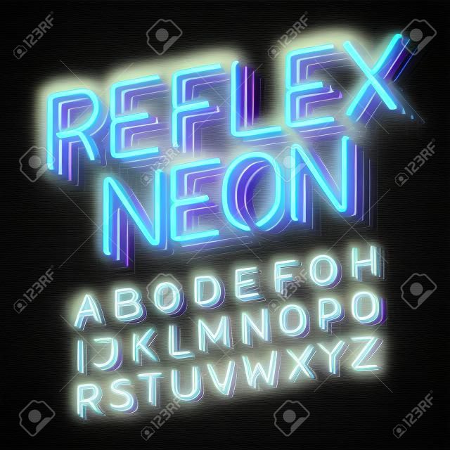 Reflex Neon font illustration design on black