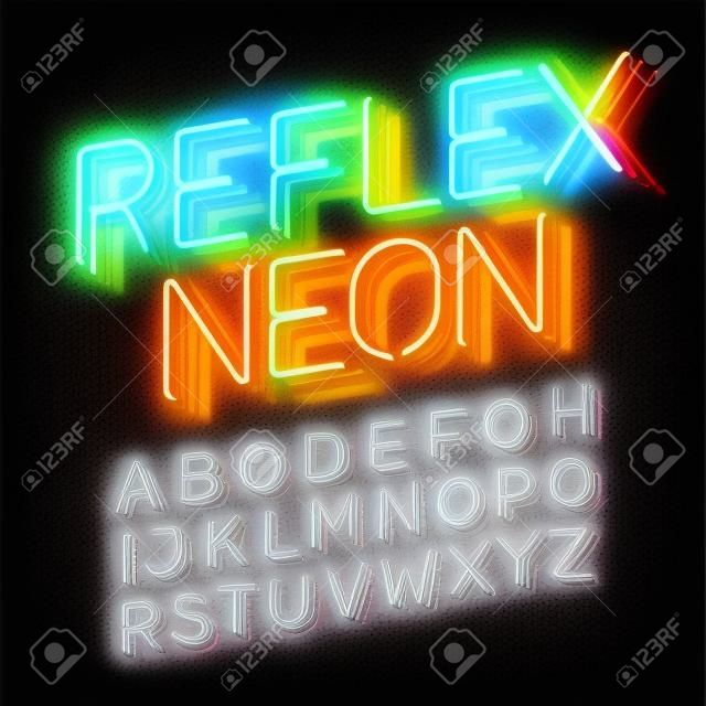 Reflex Neon font illustration design on black