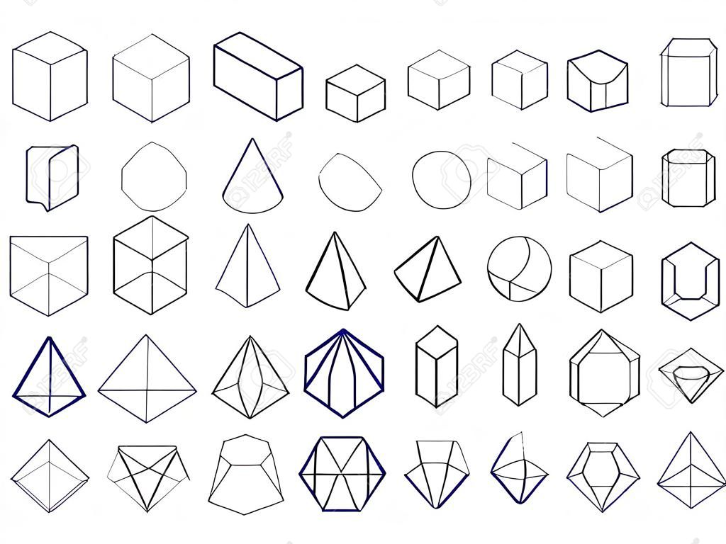 Icono de formas geométricas 3D.