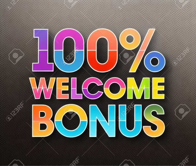 100% Welcome Bonus banner, vektoros illusztráció.
