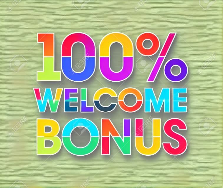 Banner de bono de bienvenida del 100%, ilustración vectorial.