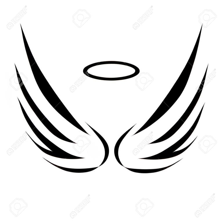 Disegno vettoriale di ali d'angelo su sfondo bianco