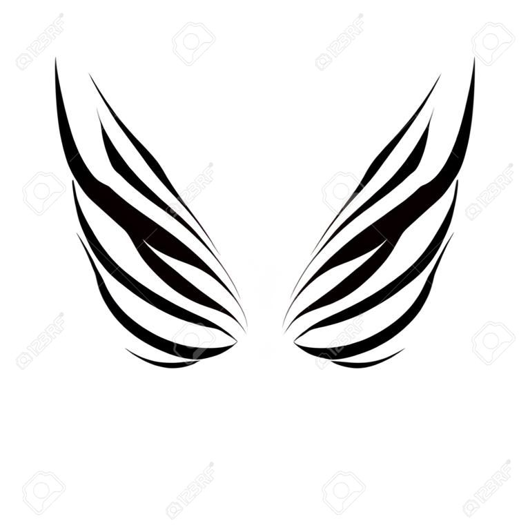 Вектор эскиз ангельскими крыльями на белом фоне