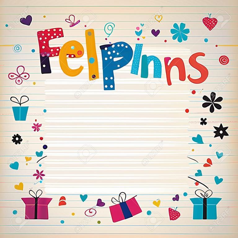 Feliz Cumpleanos - Happy Birthday in Spanish border lined paper retro card
