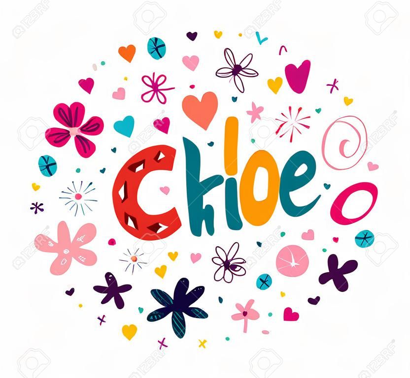 Chloe nome femminile decorativo carattere design lettering