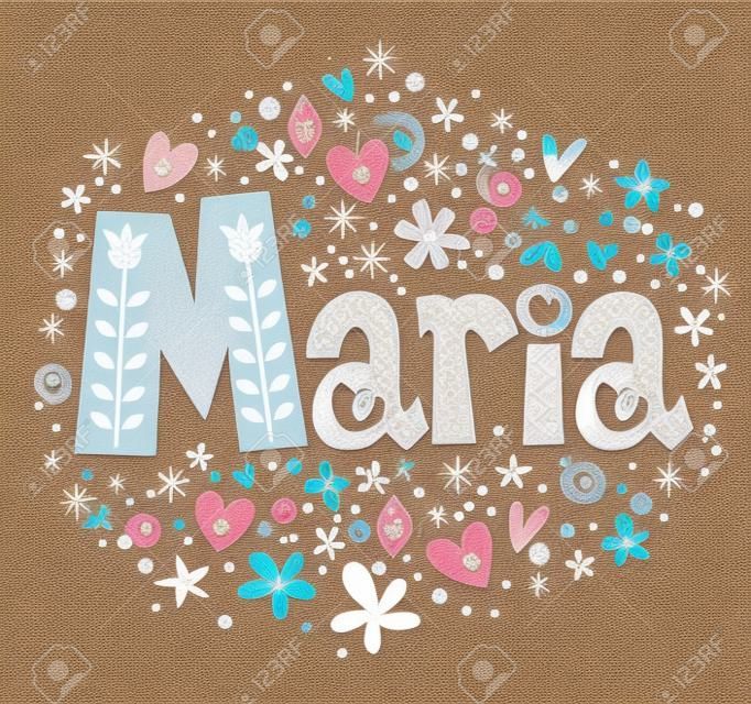 Maria weiblicher Name dekorativen Schriftzug Art Design