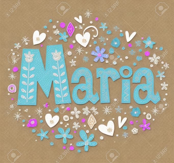Maria female name decorative lettering type design
