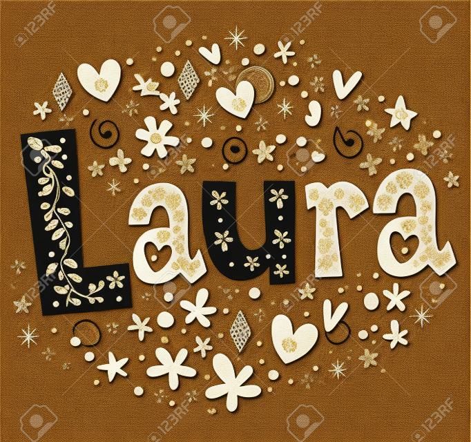 Laura girls name decorative lettering type design