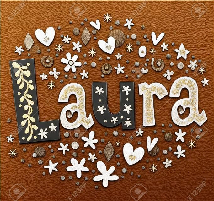 Laura girls name decorative lettering type design
