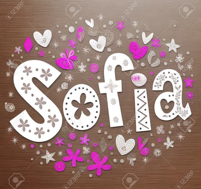 Sofia girls name decorative lettering type design