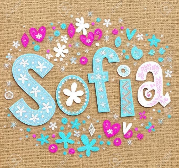 Sofia girls name decorative lettering type design