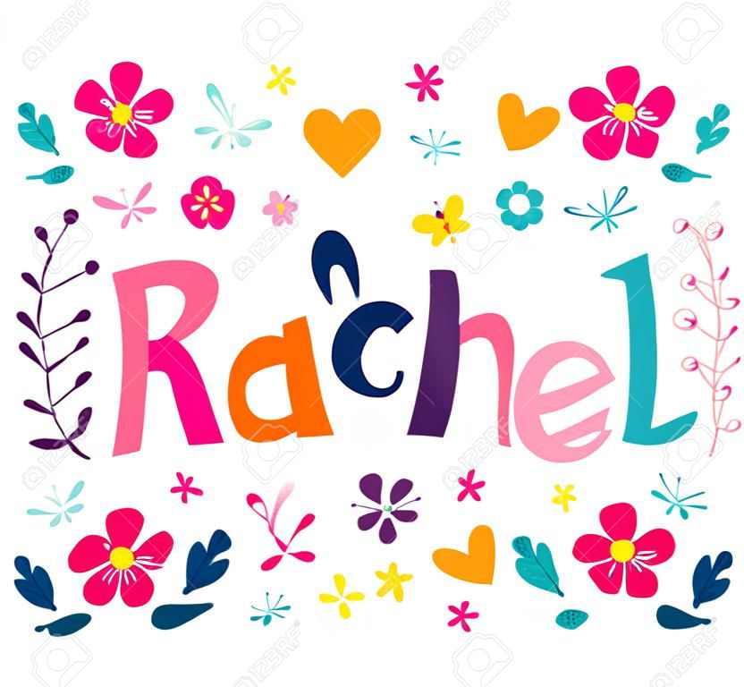 ragazze Rachel nome decorativo tipo lettering disegno