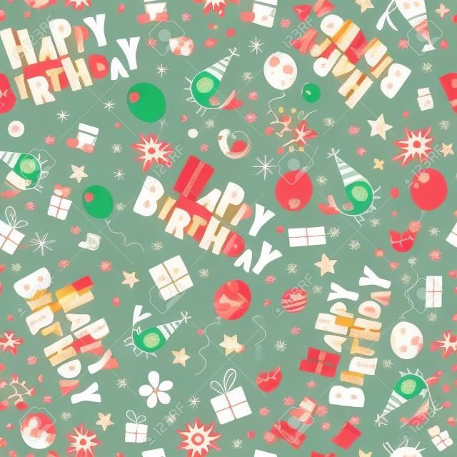 Happy birthday wrapping paper seamless pattern