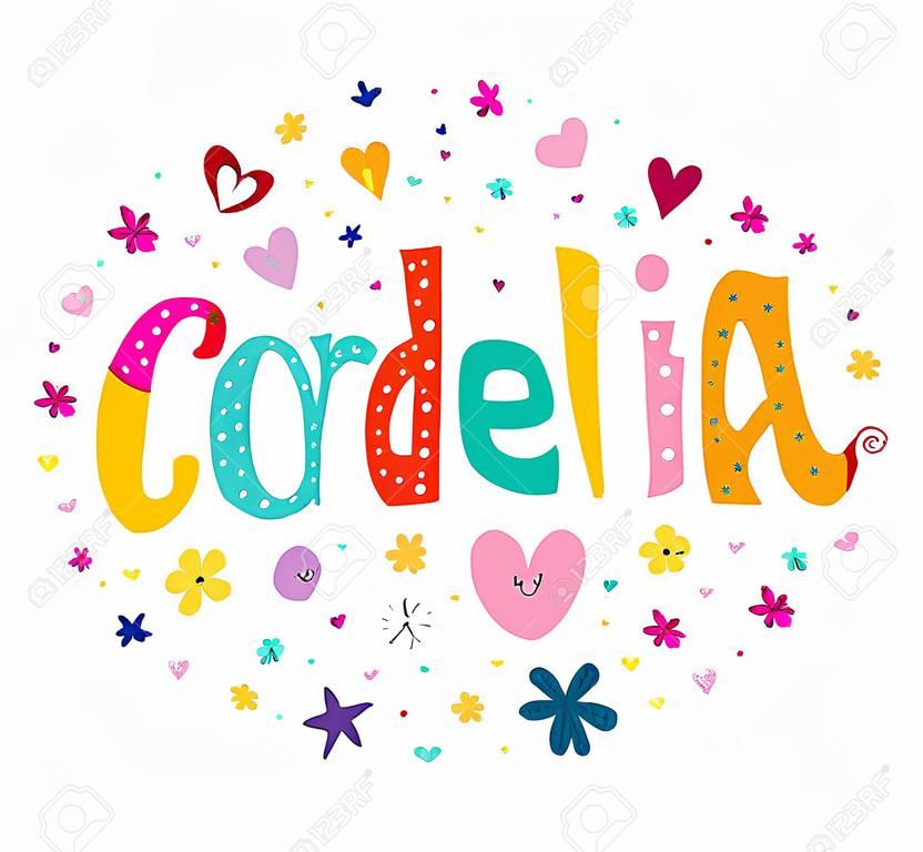 Cordelia girls name decorative lettering type design
