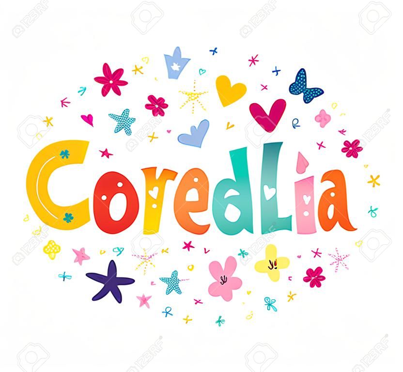 Cordelia girls name decorative lettering type design