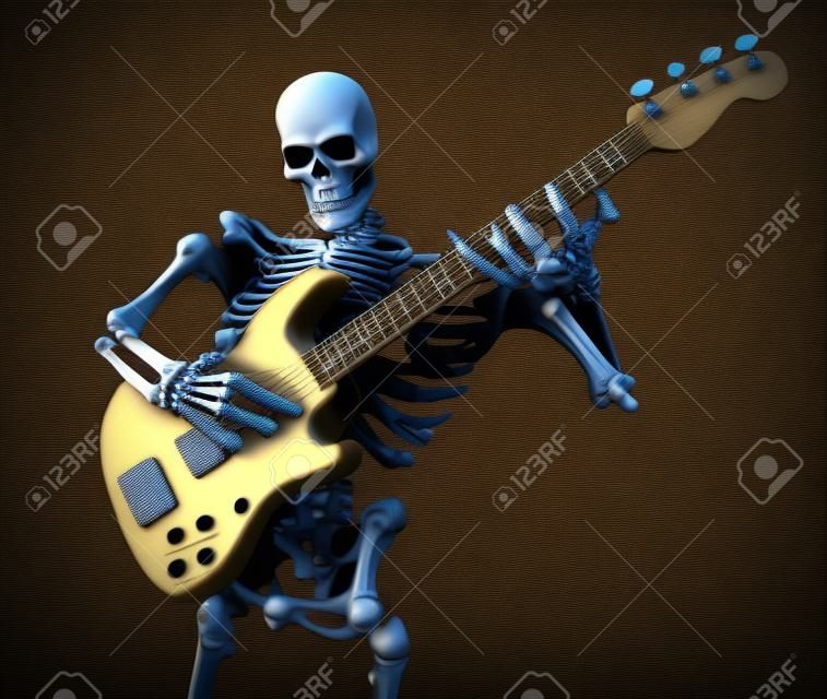 Szkielet gry na gitarze - 3D render
