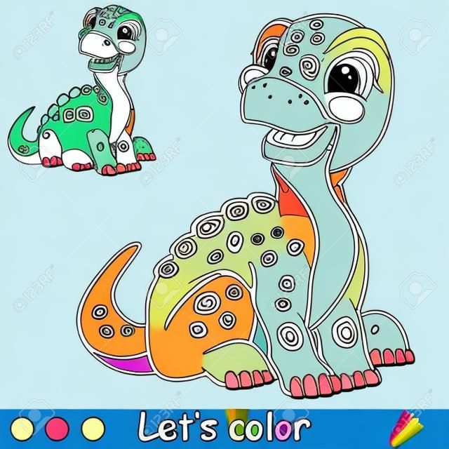 Cartoon Bonito Sentado Dinossauro Brontossauro Desenho Livro Para Colorir  Com vetor(es) de stock de ©Alinart 563248554