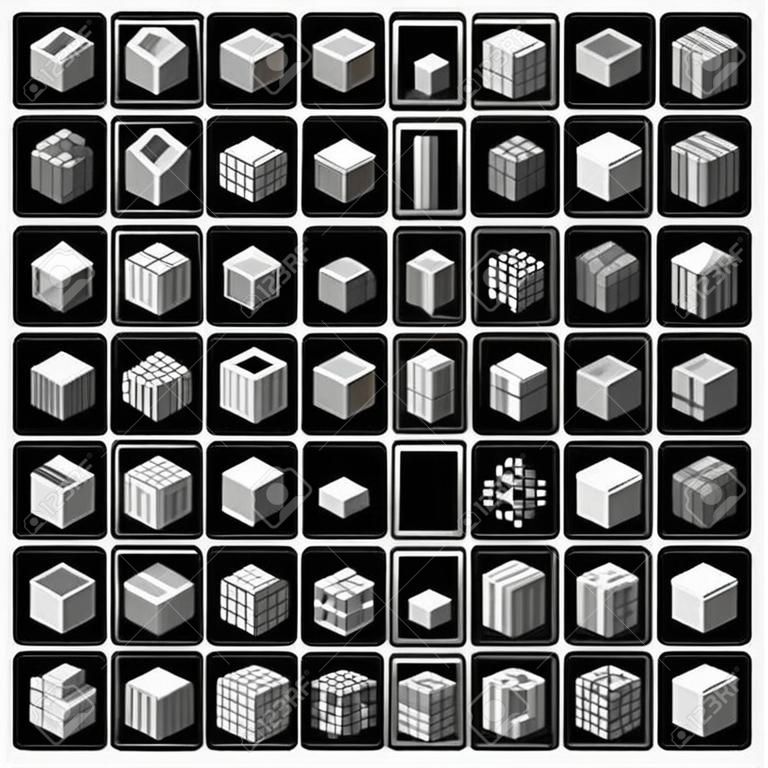 set van 81 vector kubus pictogrammen