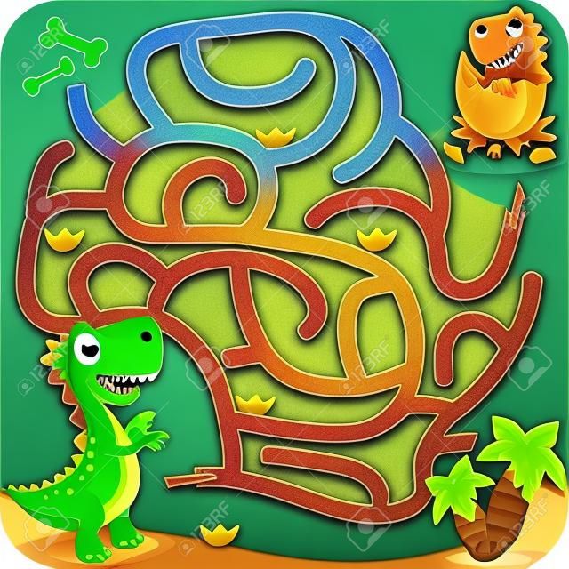 Help dinosaur find path to nest. Labyrinth. Maze game for kids
