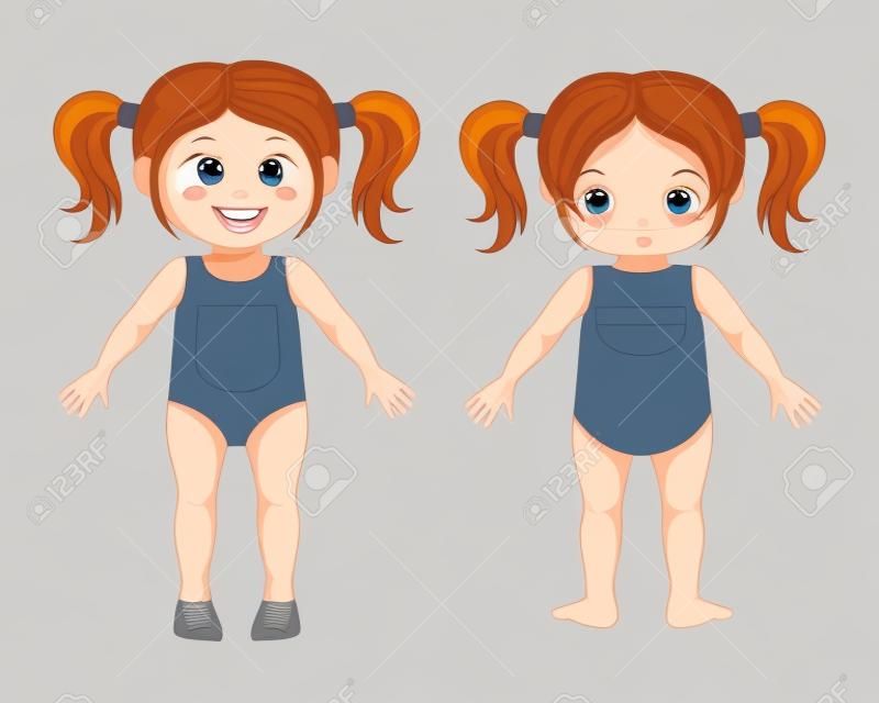 Parts of body. Cute cartoon girl