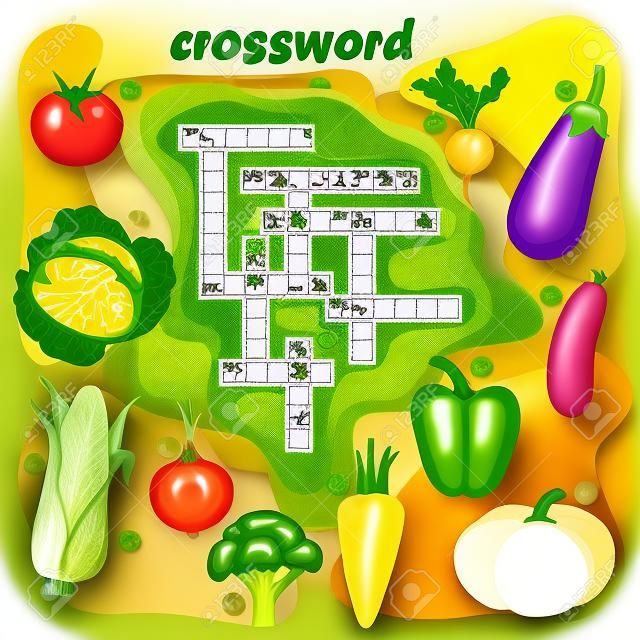 Cartoon Takeaway Fast Food Crossword Puzzle Game Stock