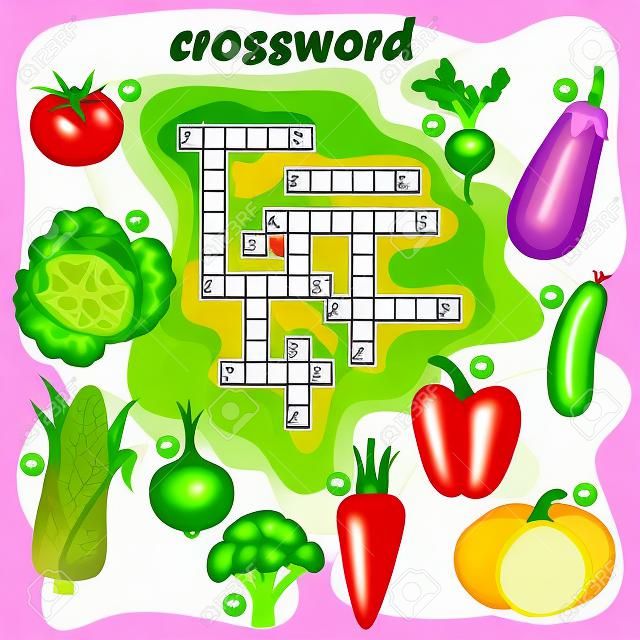 Cartoon Takeaway Fast Food Crossword Puzzle Game Stock