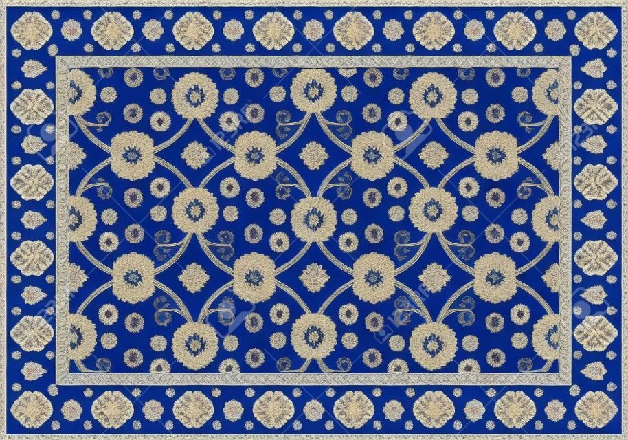 Blue Design Oriental Carpet Floral