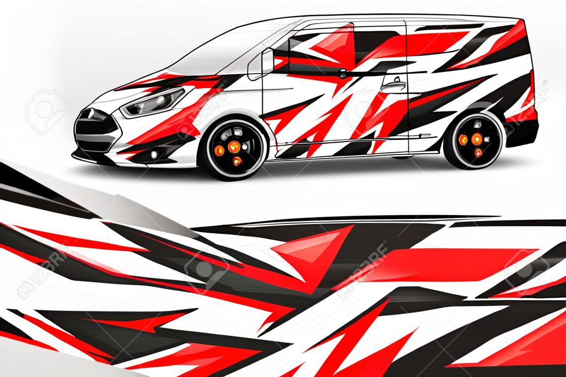 Car wrap decal design concept. Abstract grunge background for wrap vehicles, race cars, cargo van .