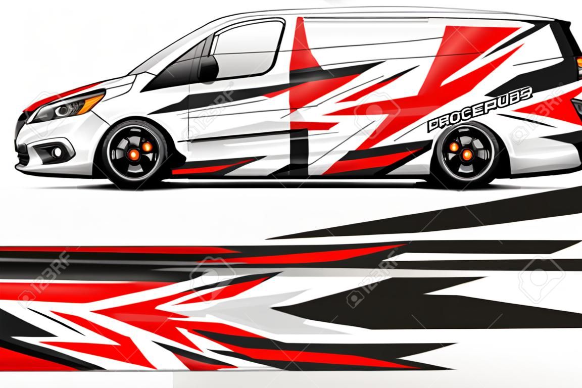 Car wrap decal design concept. Abstract grunge background for wrap vehicles, race cars, cargo van .
