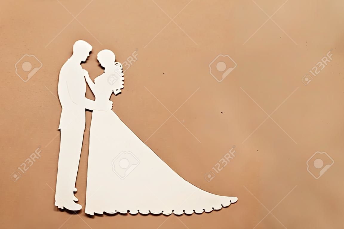 Greeting card for the bride and groom silhouettes