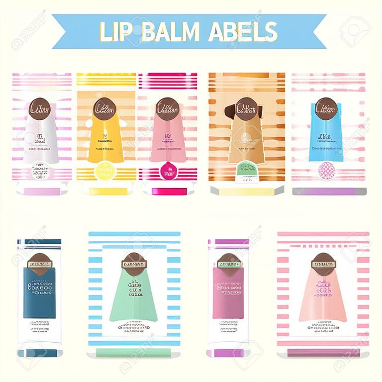 Lip Balm Labels template set vector illustration