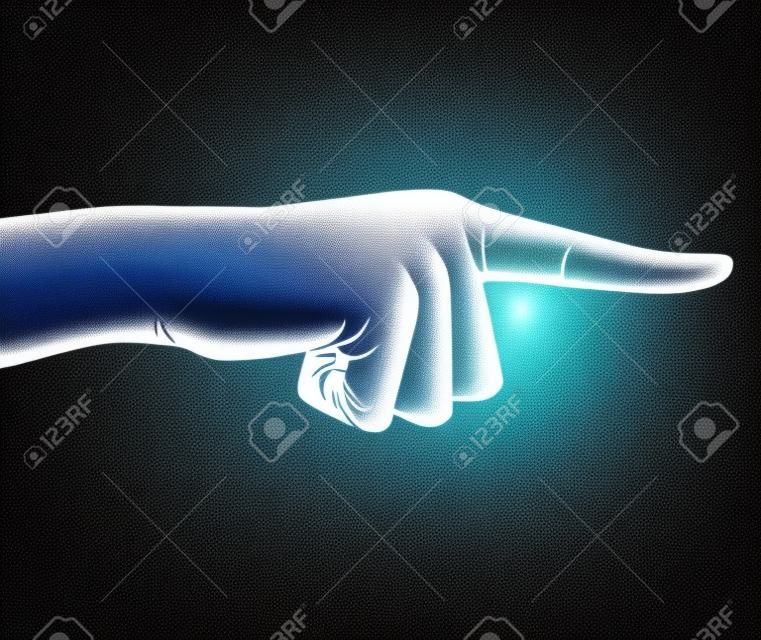 Hand with pointing finger. Vector. 