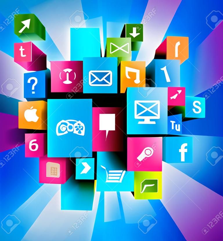 Abstract technology background with colorful icons  Vector 