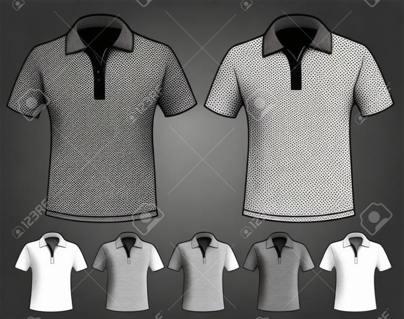En blanco y negro y color hombres de polo camisetas. Diseño de plantilla. Vector