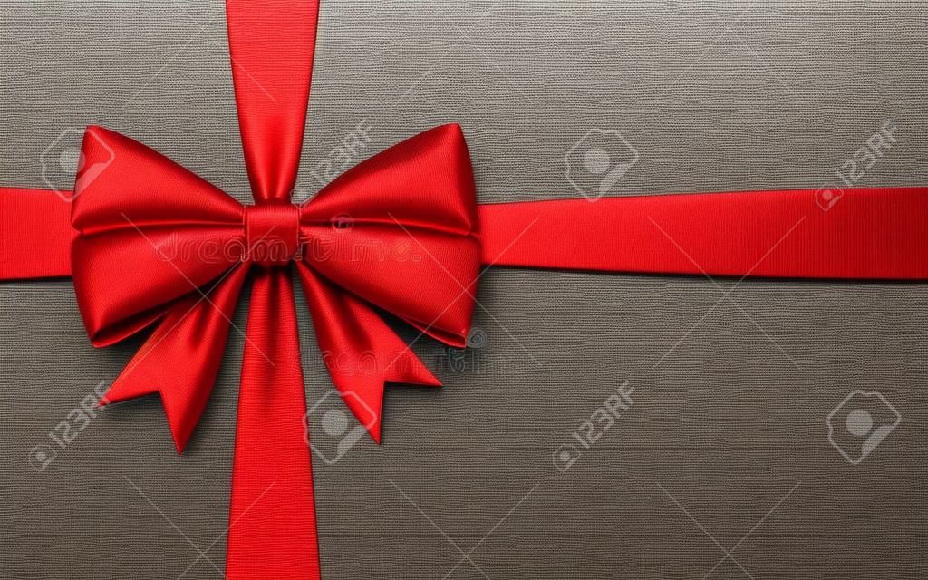 Gift bow ribbon silk. 3D red bow tie isolated on white background Vector illustration