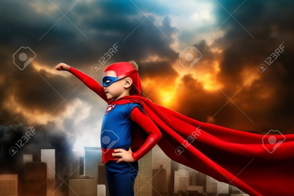 Child acts like a superhero to save the world