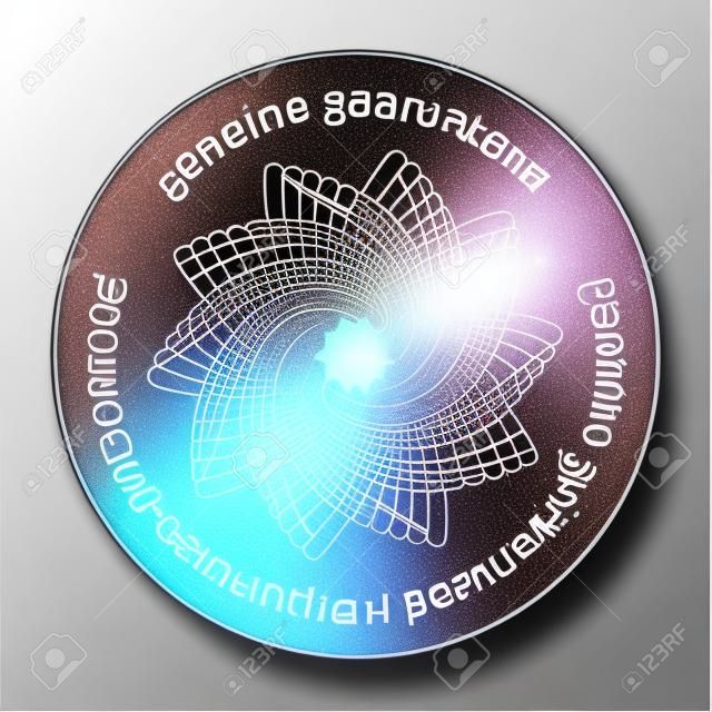 Genuine guaranteed metallic round hologram realistic sticker, sign, icon, emblem, badge. Vector genuine element for product quality guarantee and label design