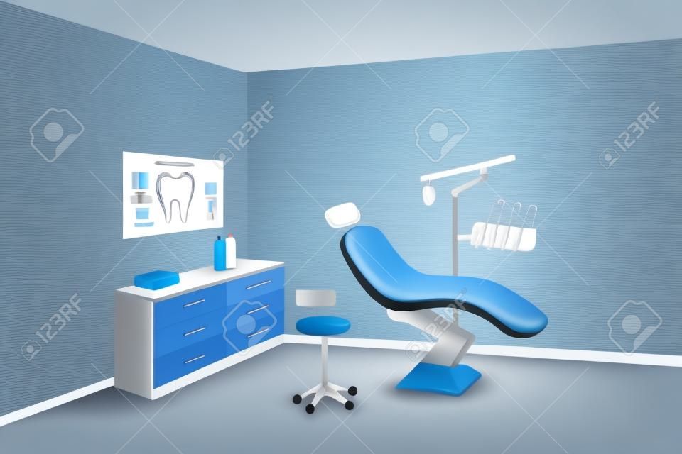 Tandarts kantoor kliniek blauwe kamer illustratie vector
