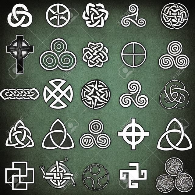 Set di simboli celtici icone vettoriali. Set di schemi di tatuaggio.