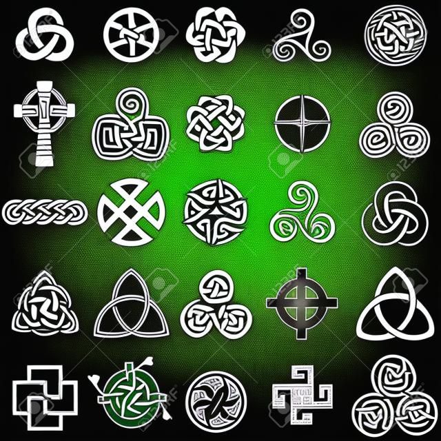 Set di simboli celtici icone vettoriali. Set di schemi di tatuaggio.