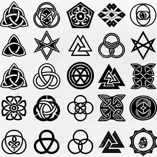 Conjunto de iconos de símbolos. Conjunto de diseño del tatuaje.