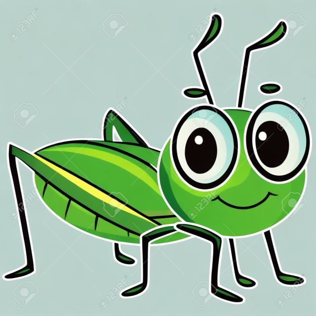 Vector Illustration of Cute Little Grasshopper