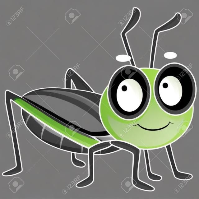 Vector illustratie van leuke kleine grasshopper